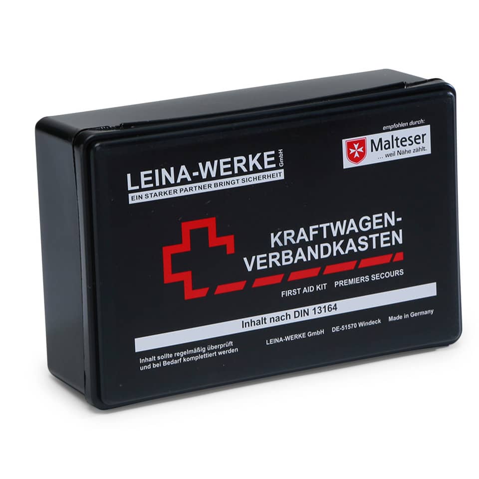 erste hilfe kit, kfz-verbandskasten, kleines etui, dunkelblau, din13164
