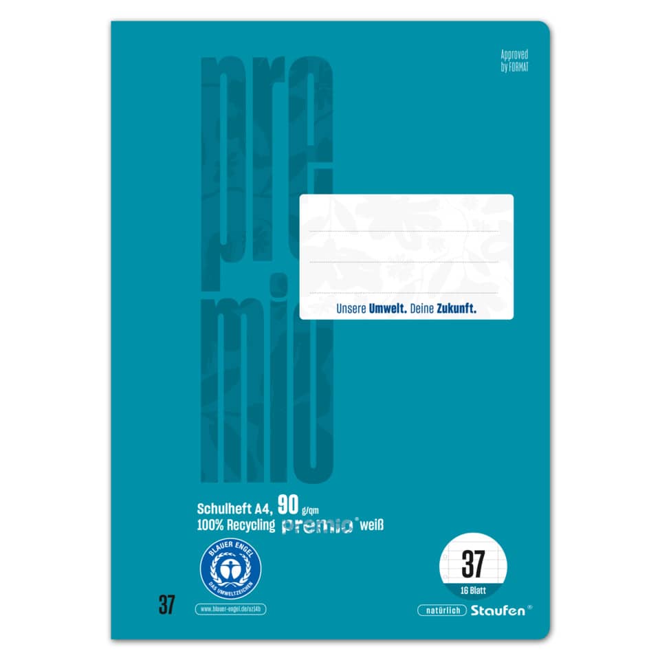 Schulheft, A4-Heft, Randloses Heft, 70 g/m², Recycling-Papier