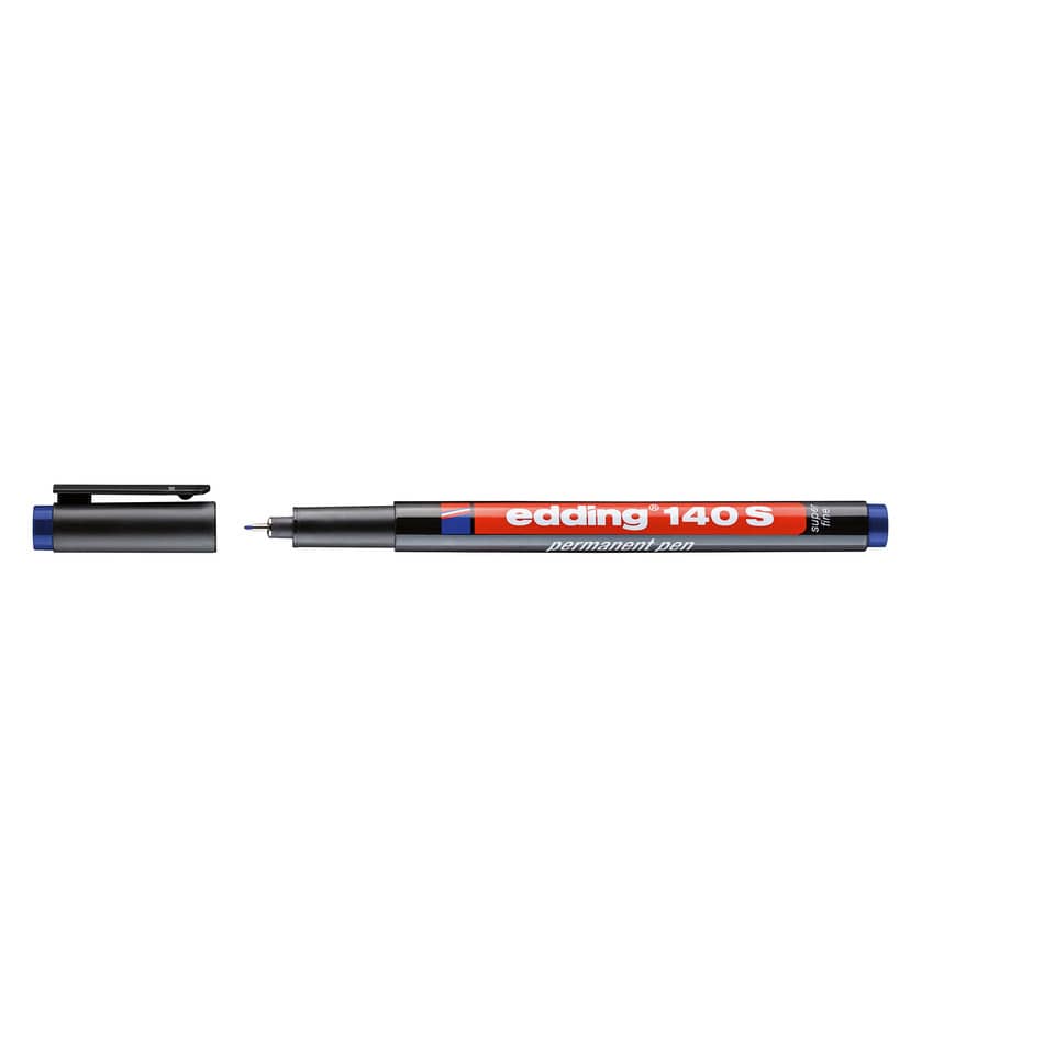 Permanentmarker, Markerstift, Edding 140S, blauer Deckel, schwarzer Körper