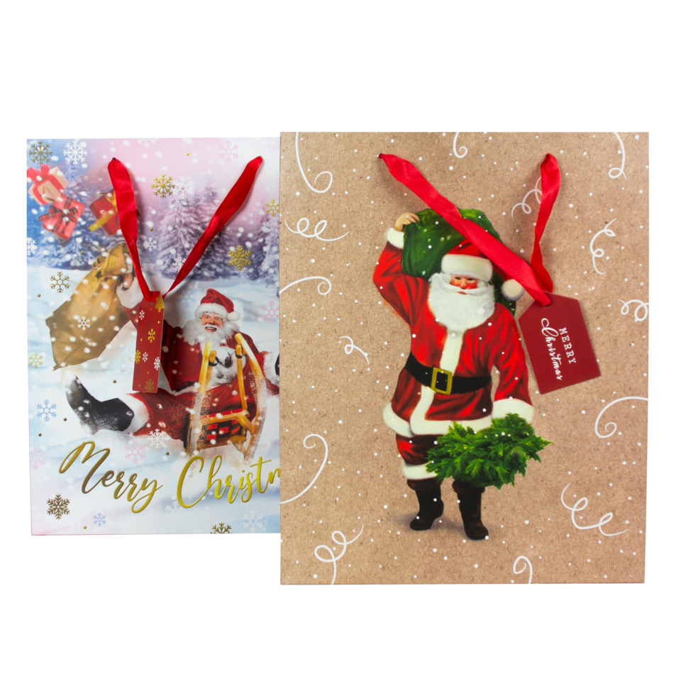 weihnachtskarte, Sankt Nikolaus, Weihnachtsmann, Geschenktüte, Rot