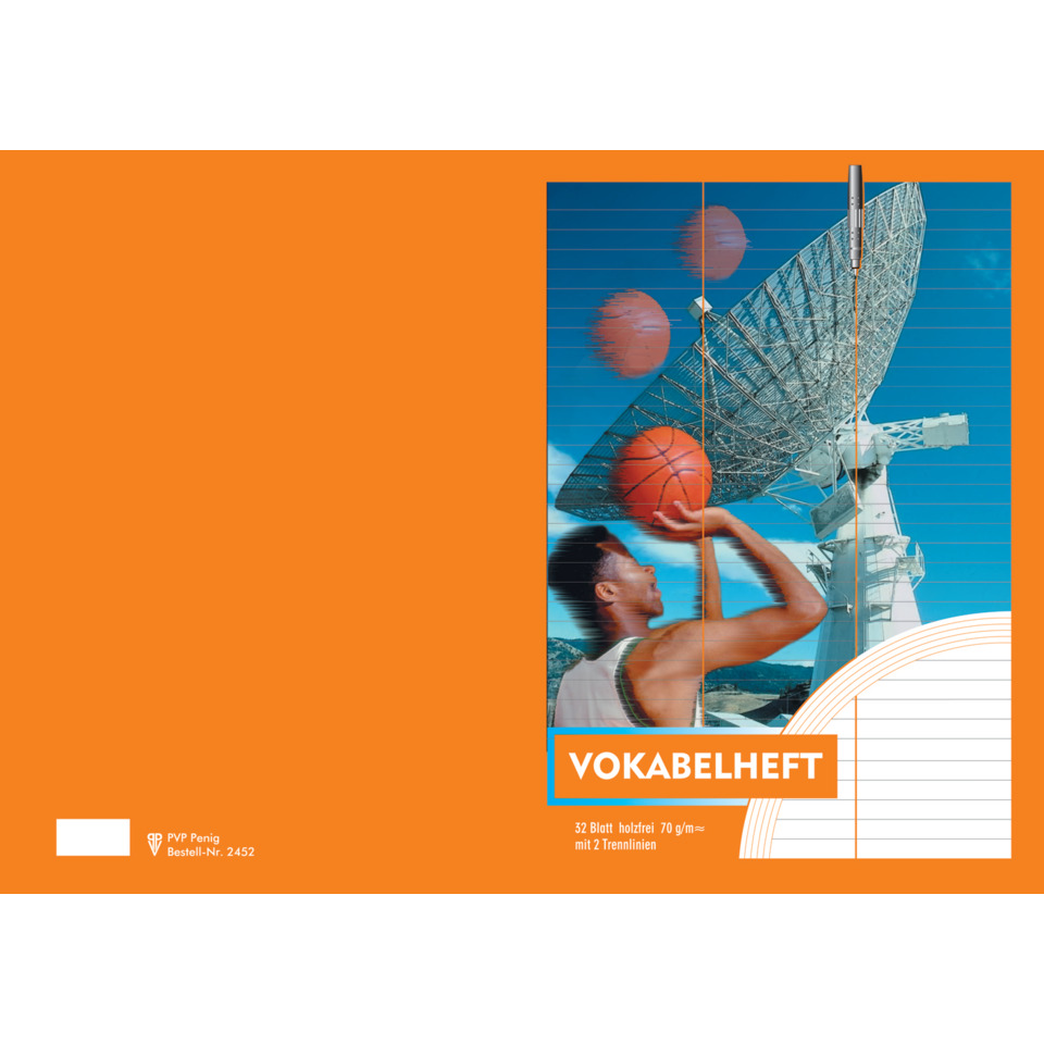 Basketball, Basketballkorb, Orangeschrift, Satellitenspiegel, Sportmagazincover