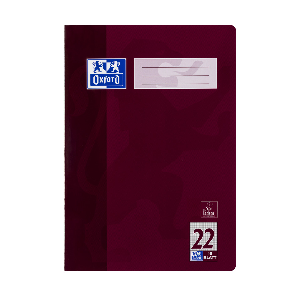 Heft, A4, 90g/m², 16 Blatt, Lin.22, kariert ohne Rand, pflaume OXFORD 100050308