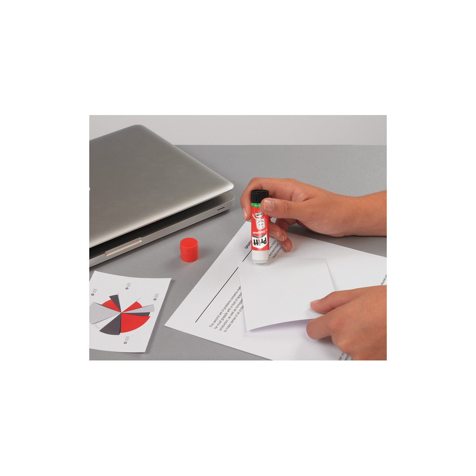 Schreibtisch, Klebstoffstift, Kleber, Papier, Laptop