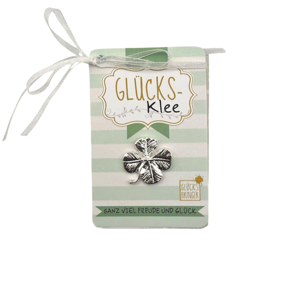 Glücks-Klee, Kleeblatt-Anhänger, Schmuckanhänger, Metallanhänger, Geschenkverpackung-Tag