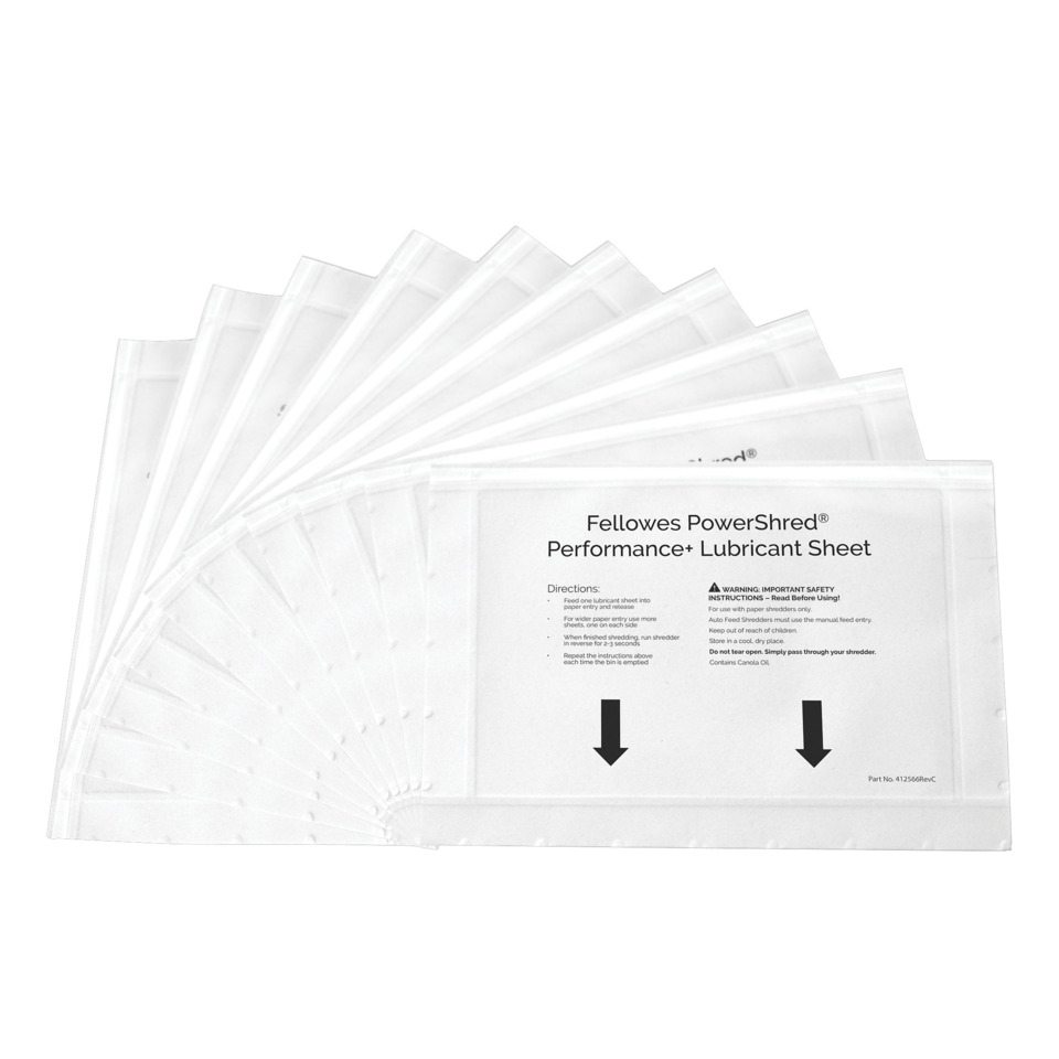 Laminierte Folien, Schredderblatt, PowerShred, Fellowes, Schmierblatt