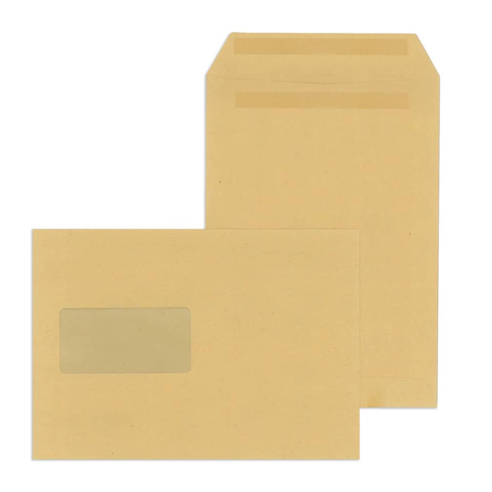 Umschlag, Briefumschlag, Kraftpapier, 45-60g/mm, transparenter Sichtfenster