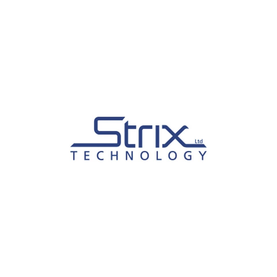 logo, Strix Technology, blaues Logo, Tech-Unternehmen, Markenzeichen