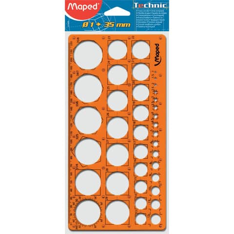 Kreisschablone, Ø1-35mm, orange-transparent MAPED M277620