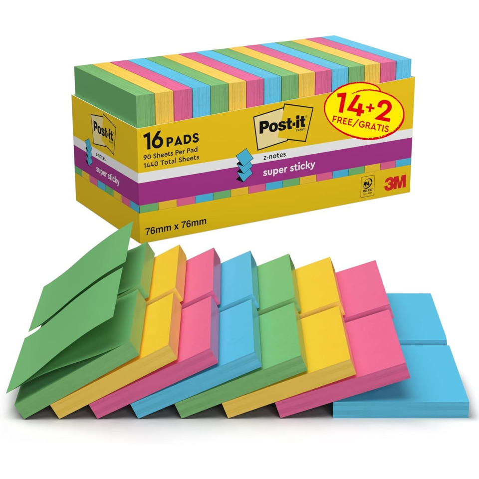 Post-it Notizen, bunte Haftnotizen, notizblätter, Klebepads, 16 Blätter
