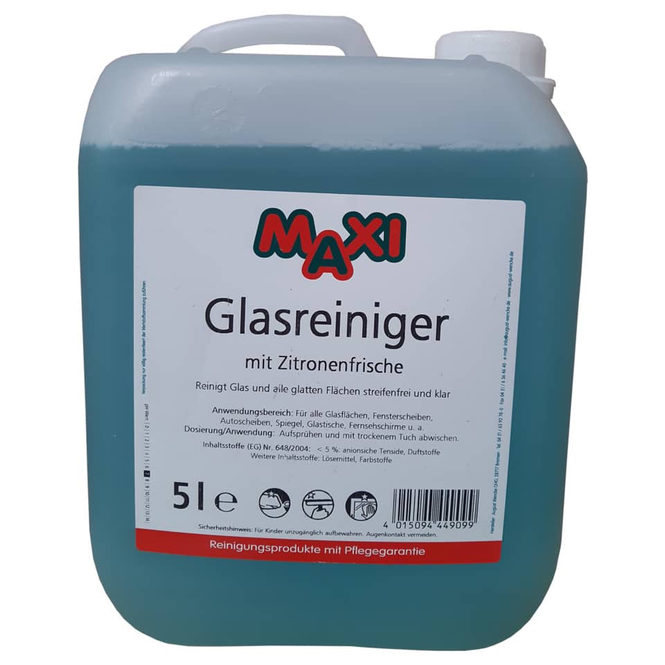 Glasreiniger, Zitronenfrische, 5l, Flasche, Reinigungsmittel