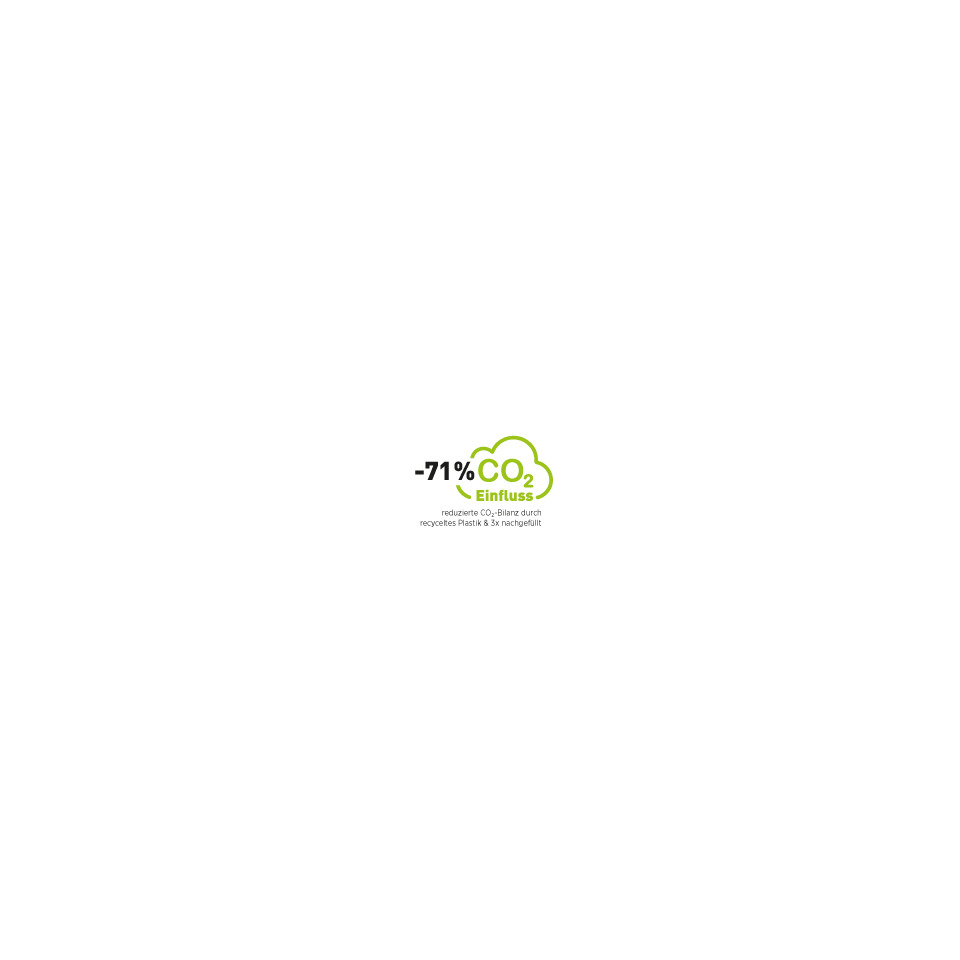 CO2-Einfluss, Kleines Logo, Umweltzeichen, -71% CO2, Nachhaltigkeit