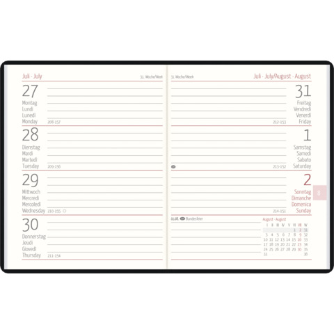 Taschenkalender 2026, 8 x 11,5 cm, 1W/2S, sortiert ZETTLER 660097