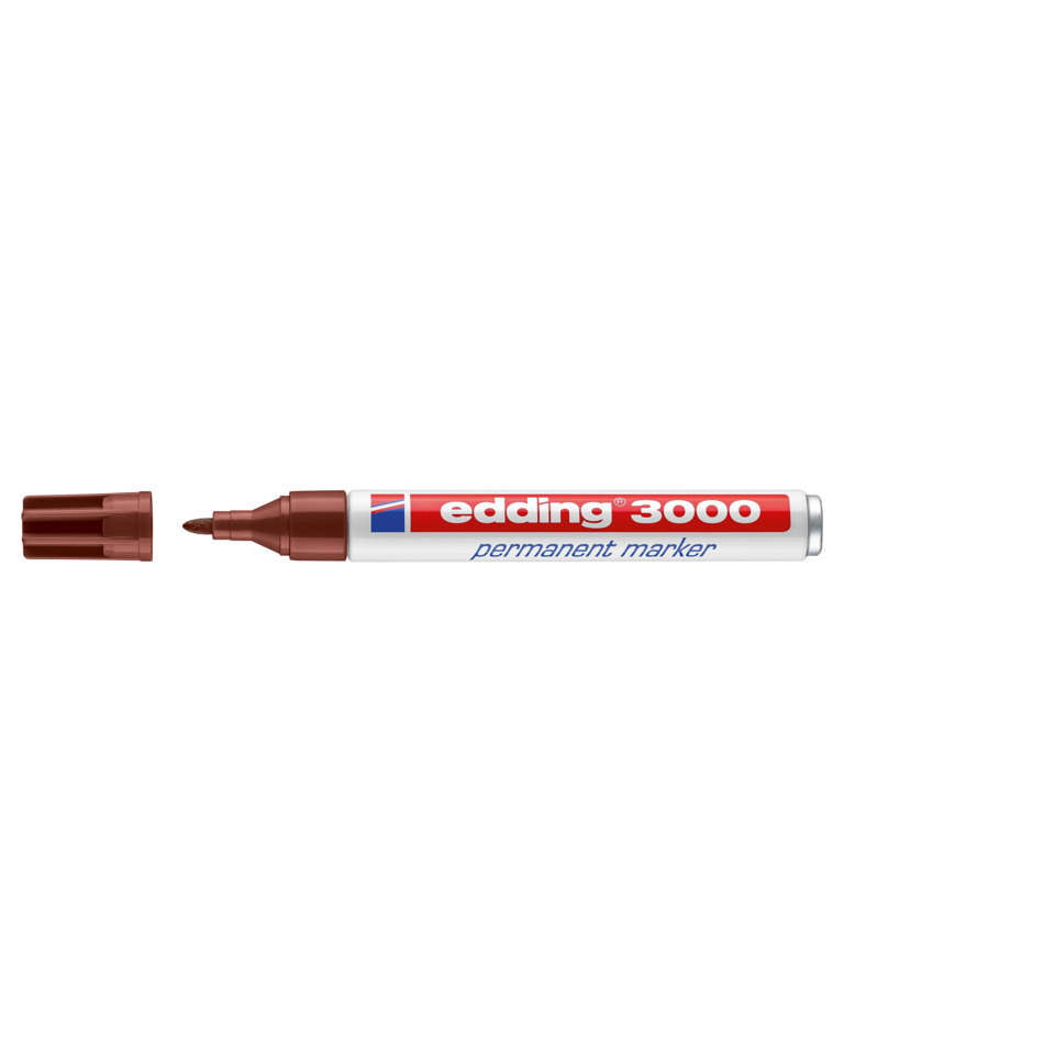 Permanentmarker, Roter Marker, Weißer Korpus, Schneidspitze, Edding 3000