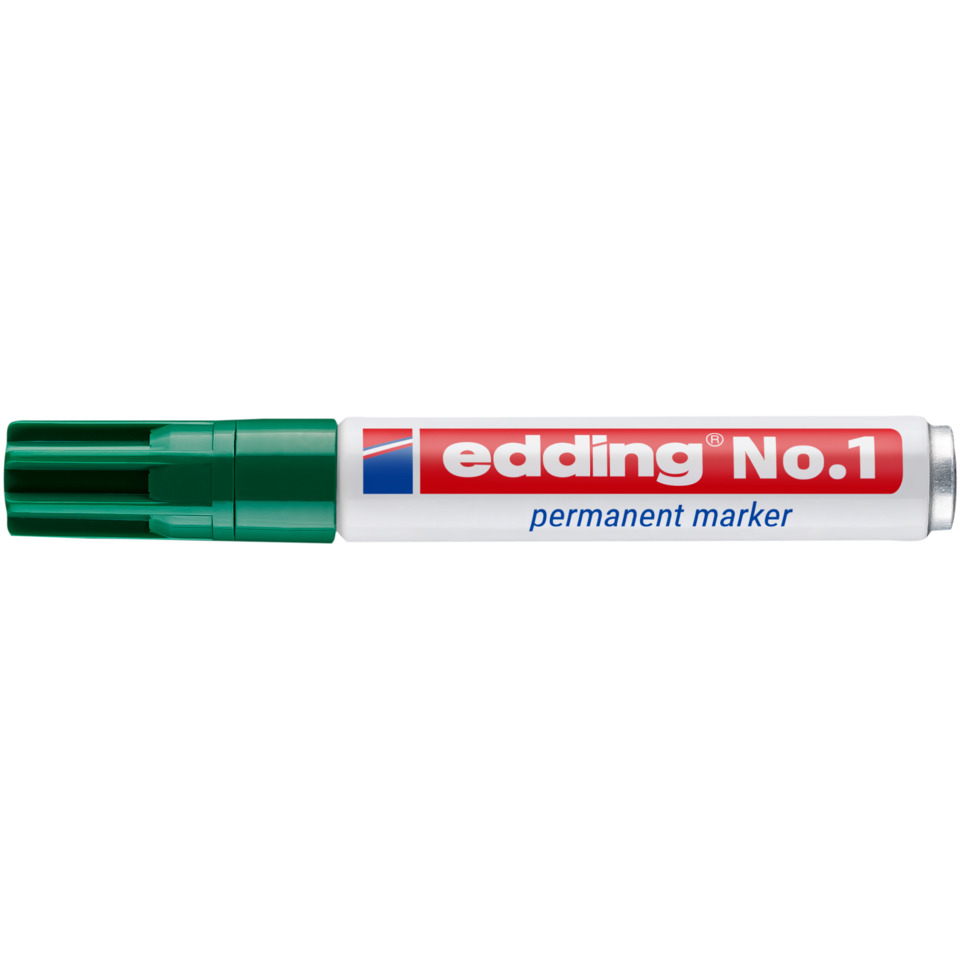 permanent marker, grüner deckel, weißes gehäuse, roter aufkleber, Nr.1