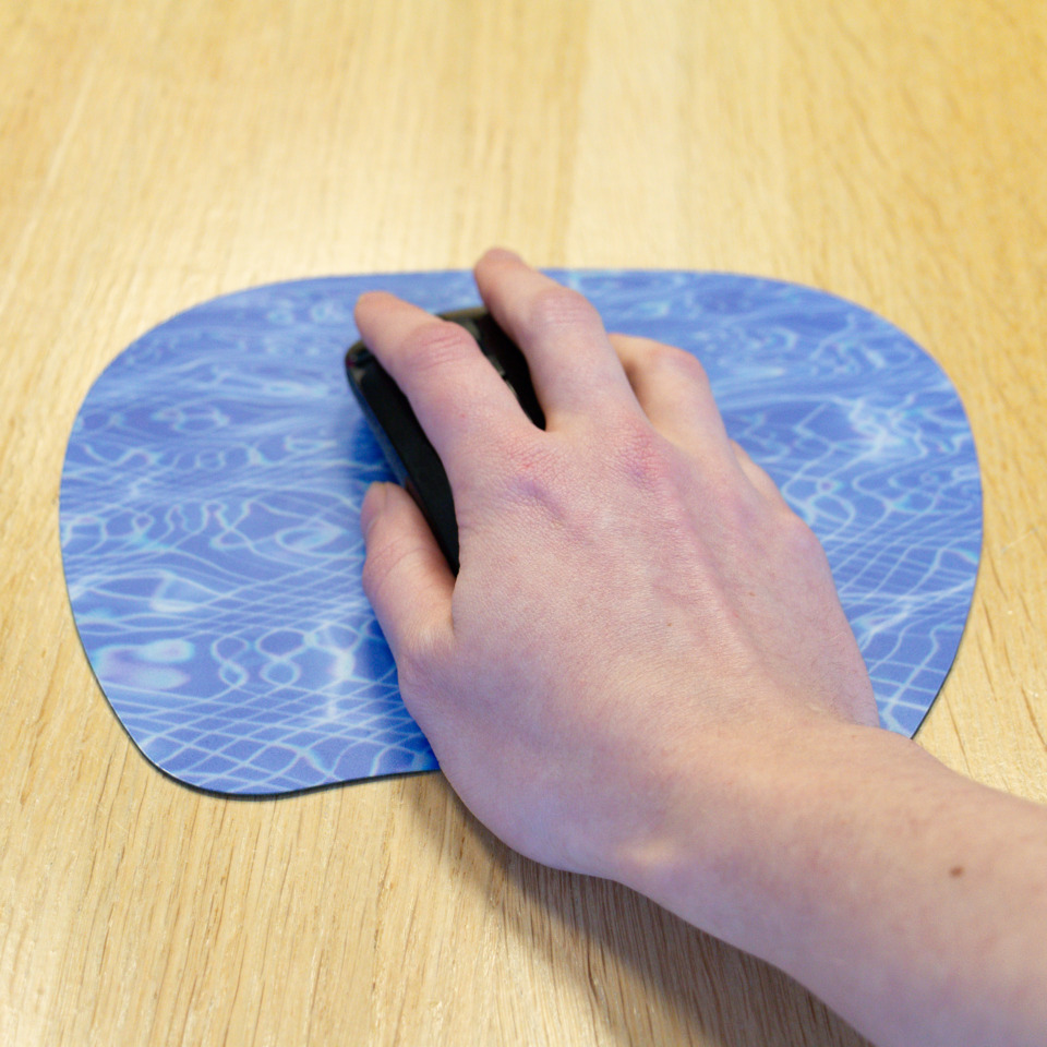 Maus, Mauspad, Hand, Tisch, blau