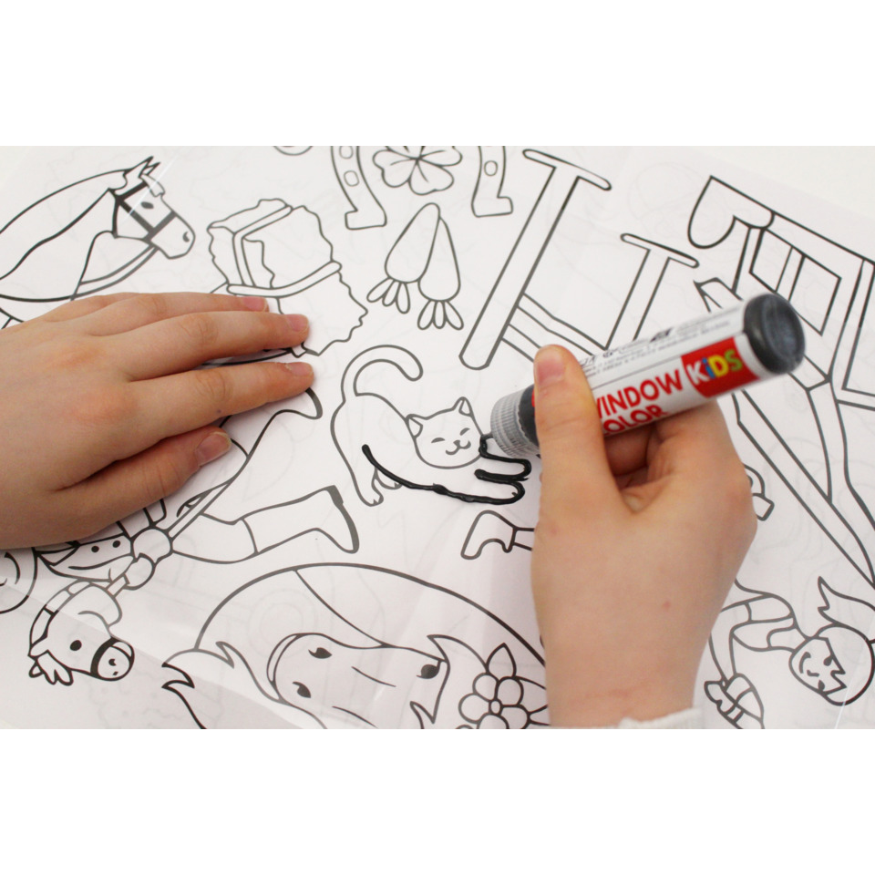 Kind coloring, Farbenmarker, Tiermotive, Ausmalbild, Marker