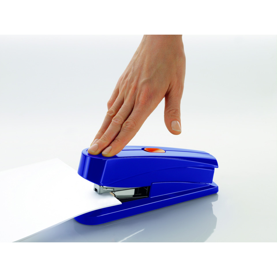 stapler, biegeschlossener stapler, blau, papier, office equipment
