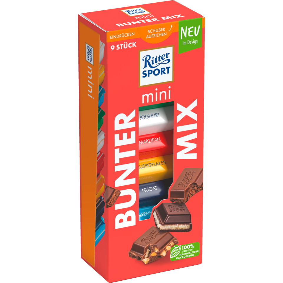 Schokolade, Bunter Mix, Ritter Sport, Mini, Riegel