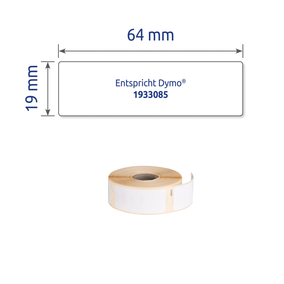 Etikett, Dymo, 64 mm, 19 mm, Aufkleberrolle, Etikettenbänder, Label-Rolle, Klebeband, Dymo, Beschriftungsband