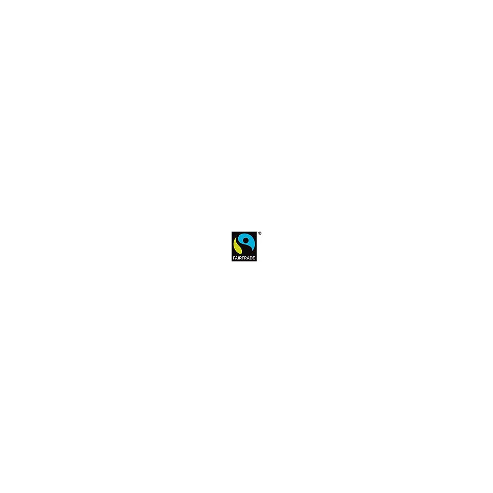 Fairtrade-Logo, kleines Logo, blau gelb schwarz, Markensymbol, Zertifizierungszeichen