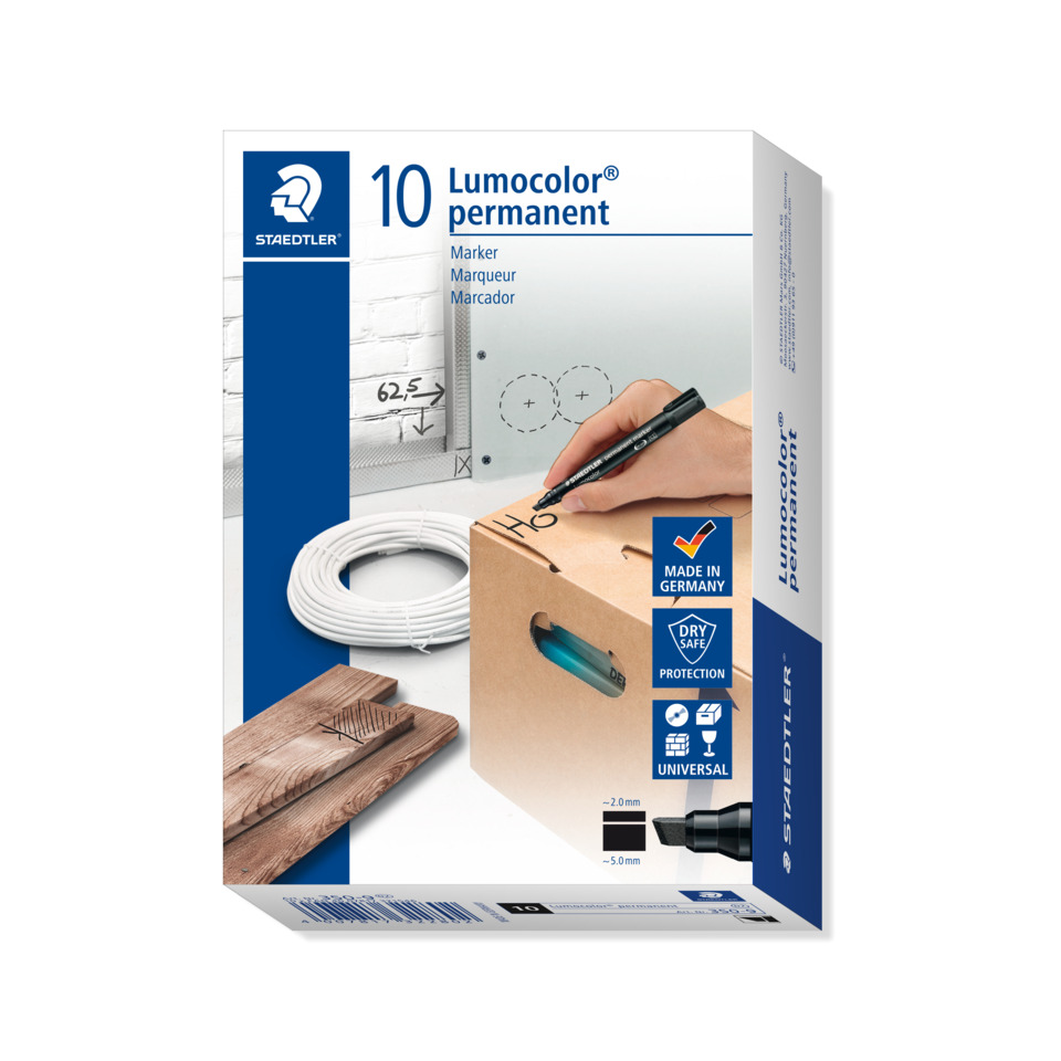 Permanent marker, Lumo color, Staedtler, Box, Woodworking