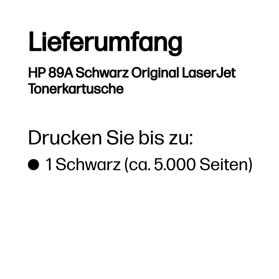 Druckerpapier, Kopierpapier, Schwarz, Tonerkartusche, HP 89A