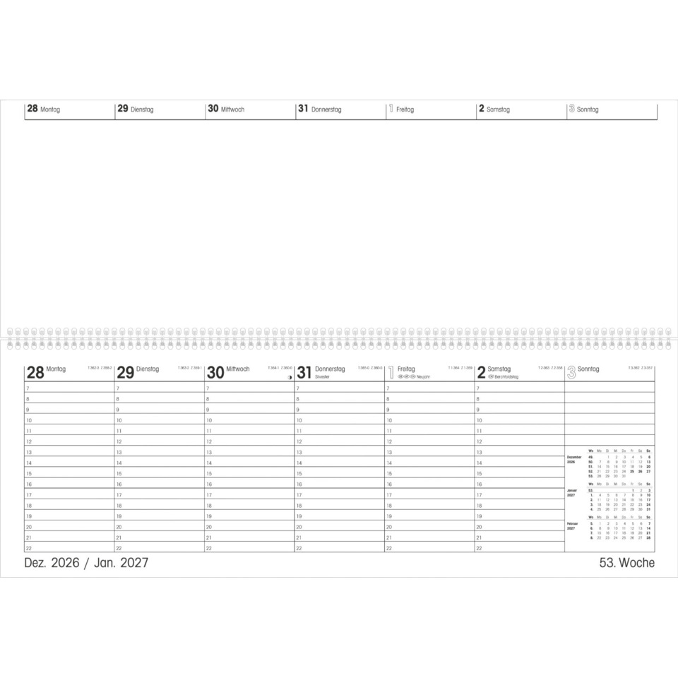 Kalender, Wandkalender, monatliche Ansicht, Datumsraster, Woche