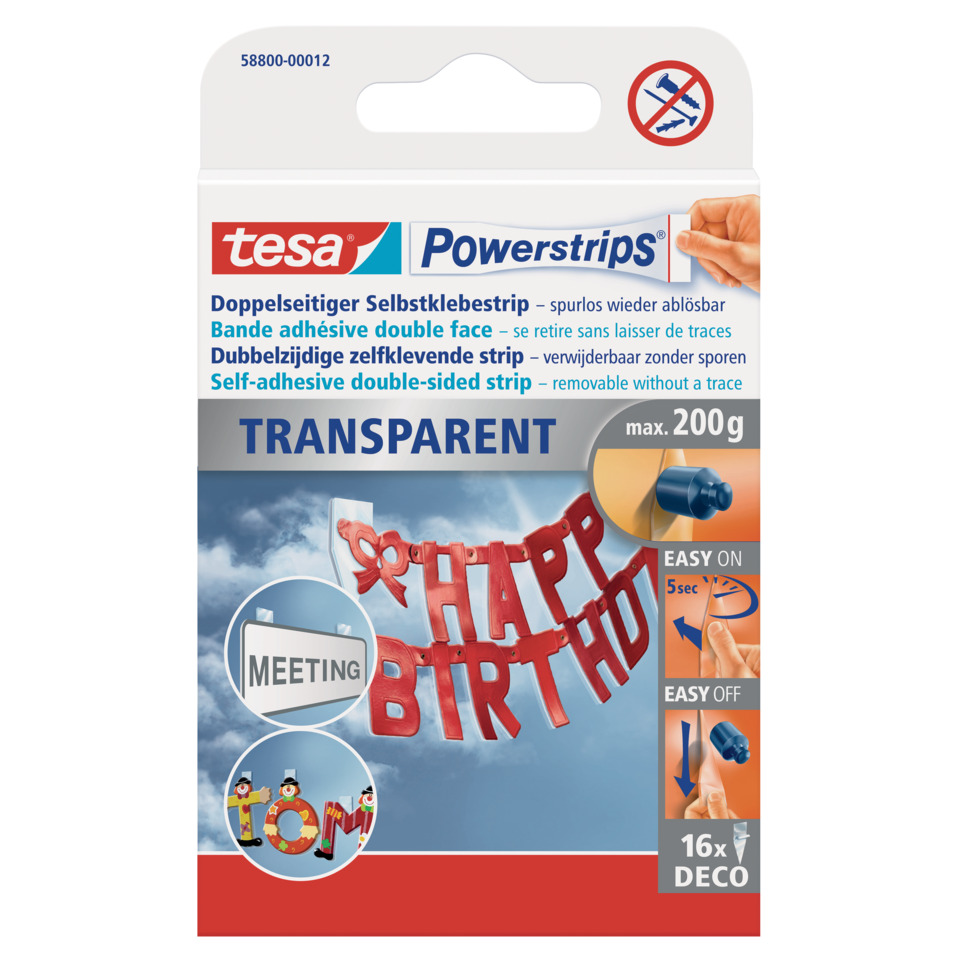 Transparent, Selbstklebend, Zweiseitig, Streifen, Tesa Powerstrips