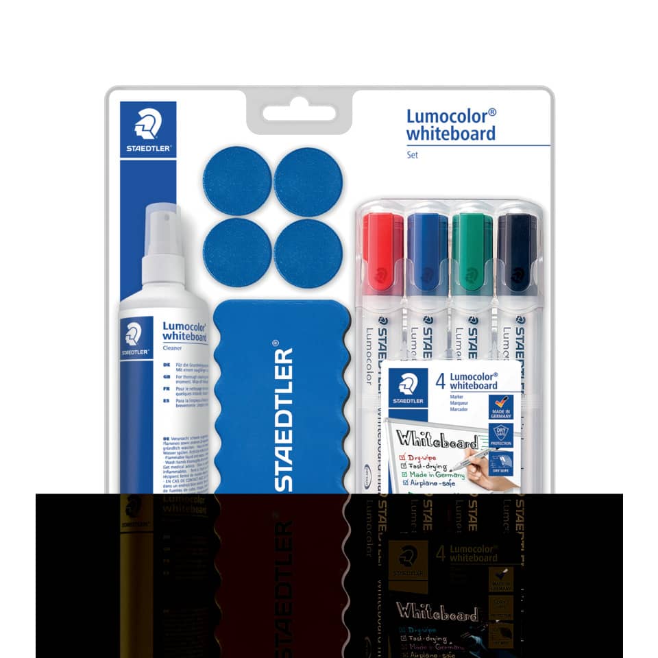 whiteboard, set, markers, sponge, pad