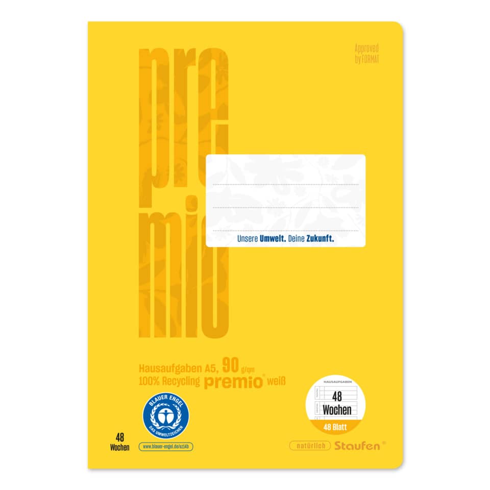 Notizblock, A5, 80g/m², Recycling, gelb