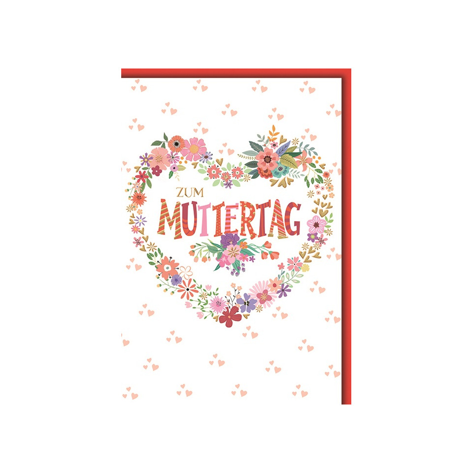 Herzblumenrahmen, Muttertag Karte, Blumenkranz, Herzmotiv, Kartenlayout