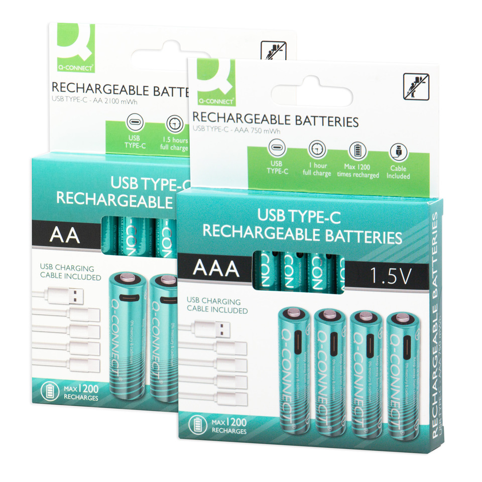 USB-C wiederaufladbare Batterien, AA Größe, AAA, 1,5 V, Wiederaufladbares Batterien-Set