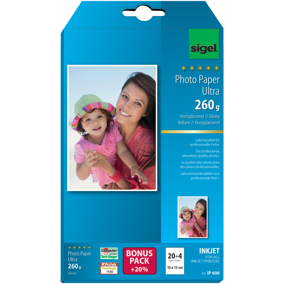 Foto-Papier, Ultra, 260 g, Glänzend, Inkjet