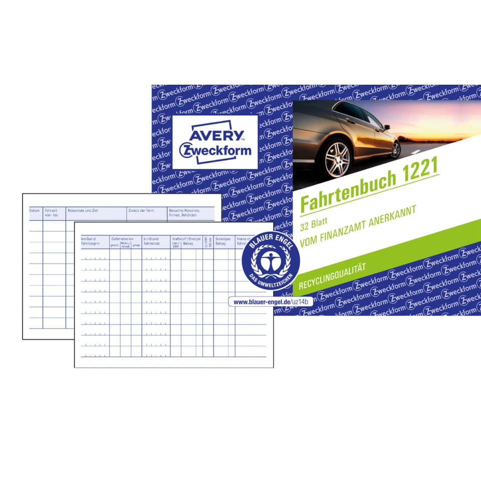 Fahrtenbuch, Formular, Zweckform, Recyclingqualität, Blauer Engel
