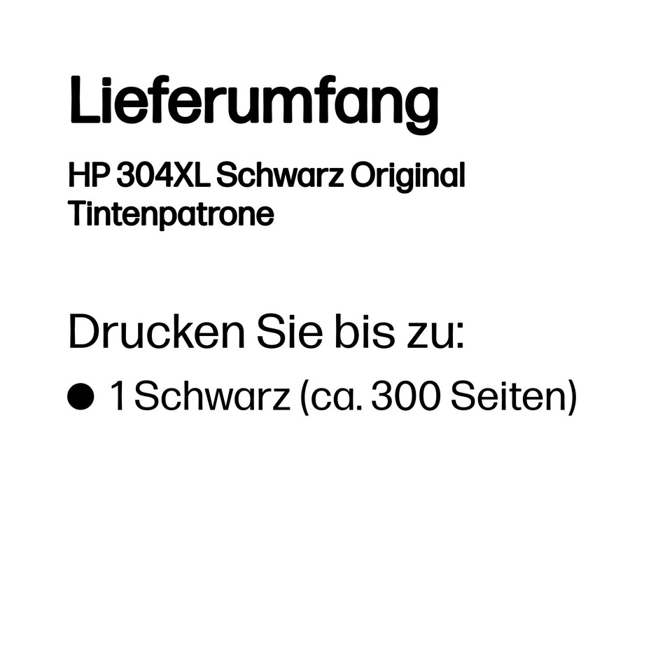 tintenpatrone, HP 304XL, Schwarz, Original, Druckerzubehör