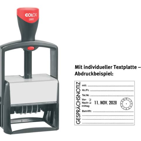 Selbstfärbestempel mit Platte, Datum + 8 Zeilen    individuell COLOP 2860P