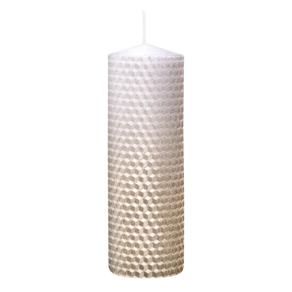 Kerze, Stumpenkerze, Wachs, Sechseckmuster, Beige