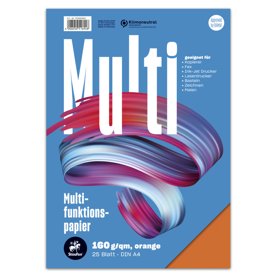 A4 Paper, Multifunction paper, orange accent, Staufen, art paper