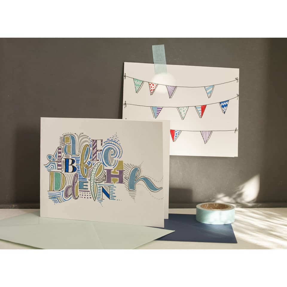 Grußkarte, Alphabet, Kartenmotiv, Bunte Buchstaben, Wanddekoration