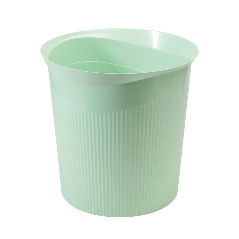 Abfalleimer, Mülleimer, Kunststoff, Rillendesign, Mintgrün