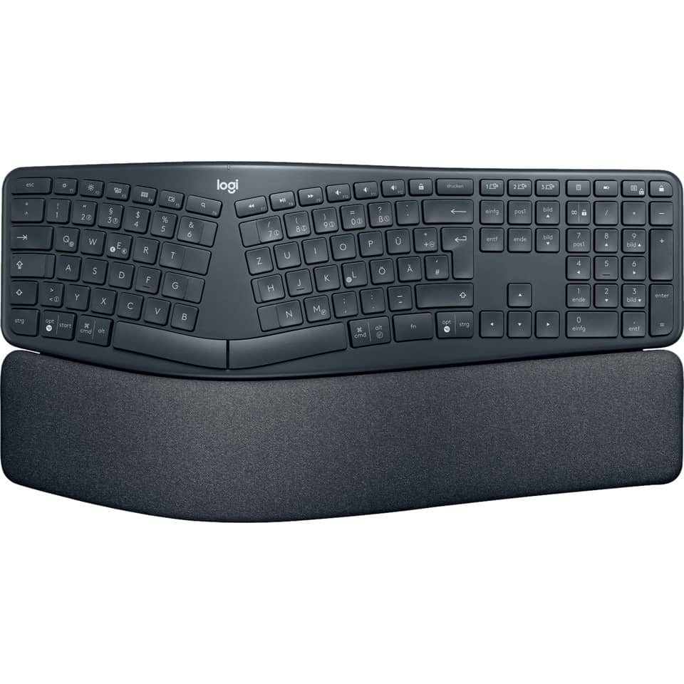 Tastatur, Kabellose Tastatur, QWERTZ, Ergonomische Form, Handauflage