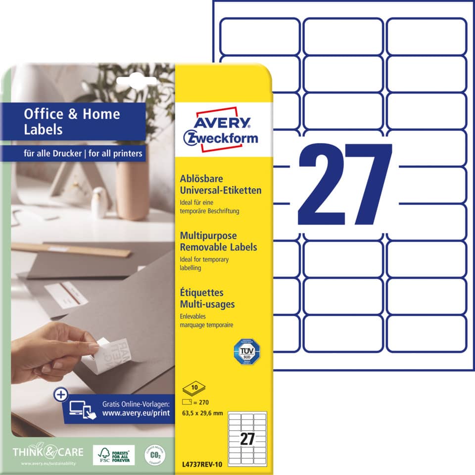 Etiketten, Beschriftung, Klebeetiketten, Mehrzwecketiketten, Avery