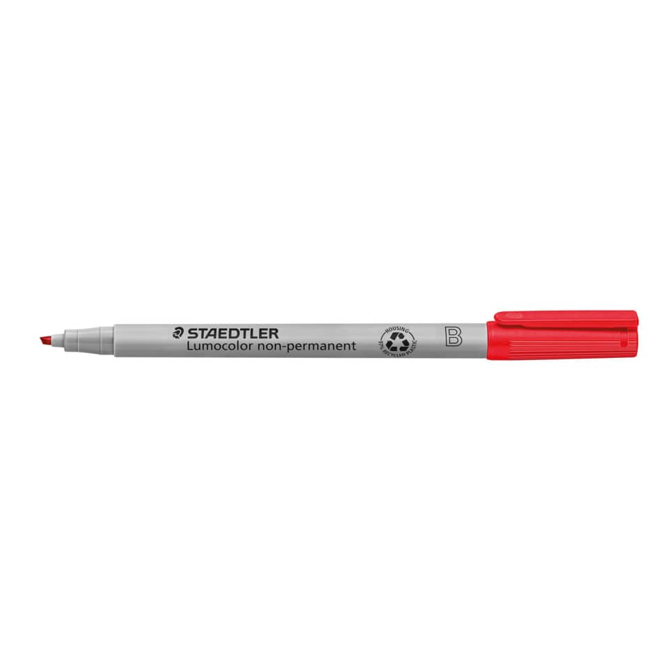 Lumo Marker, Rote Kappe, nicht permanent, Pinselspitze, Staedtler