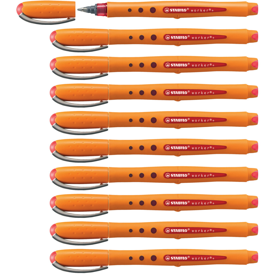 Schreiber, Kugelschreiber, orange, Stabilo, Tippen