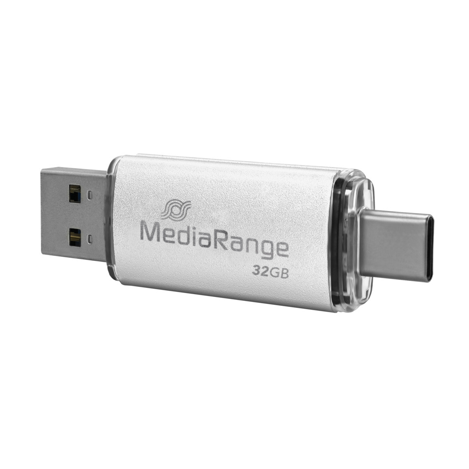 USB-Stick, 32GB, Metall, Silber, Flash-Speicher