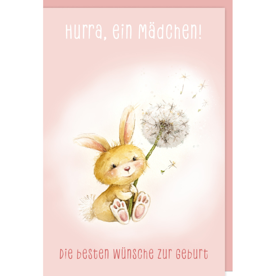 Hase, Postkarte, Blümchen, Duftig, Geburtstag