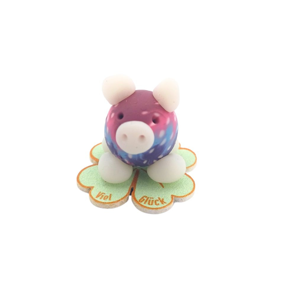 Schweinchen, Modell, Clayfigurine, Glücksblume, Dekofigur