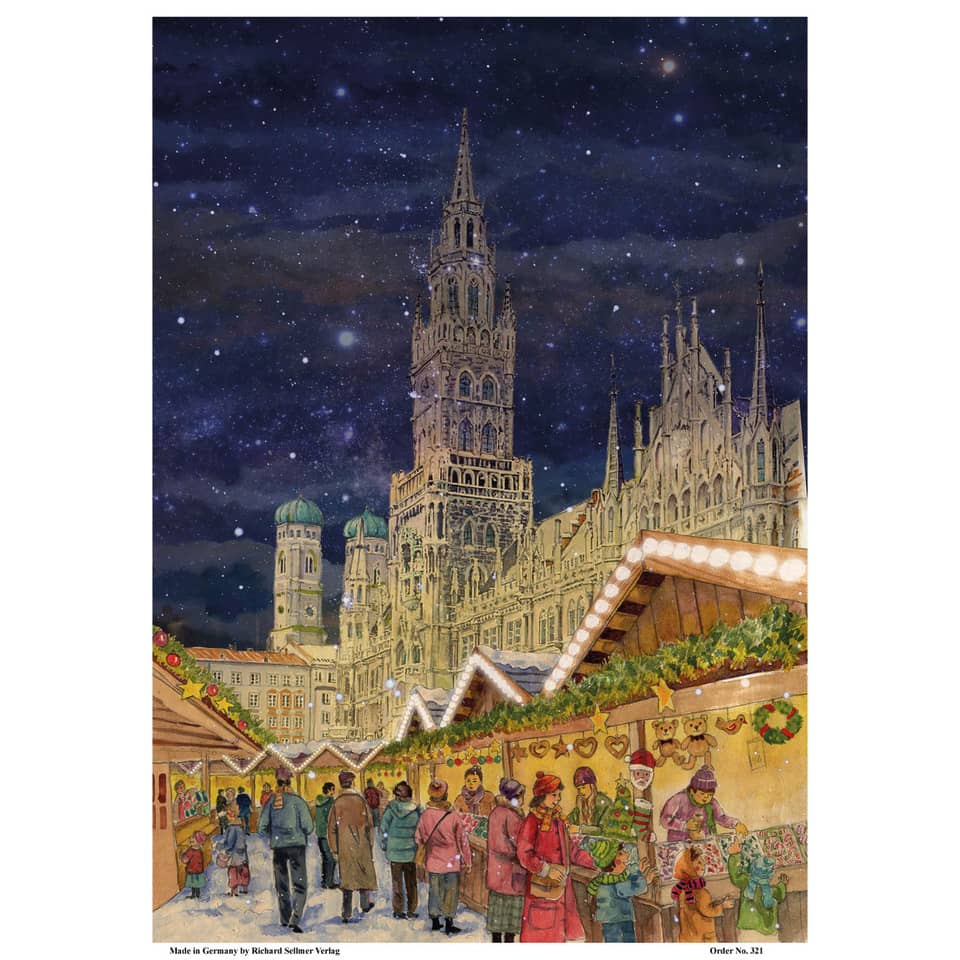 weihnachtsmarkt, stadtszene, hanfstall, gebäude, nacht, lichterkette