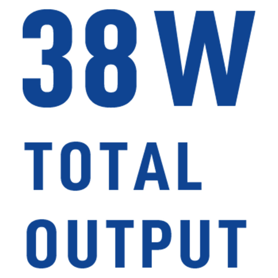 38W, TOTAL, OUTPUT, Logo, Text