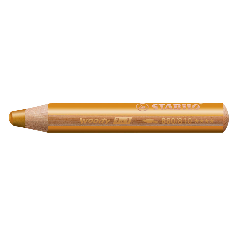 Holzstift, 3-in-1, Holzkörper, orange, HB/weichlead